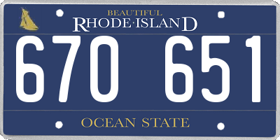RI license plate 670651