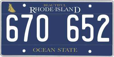 RI license plate 670652