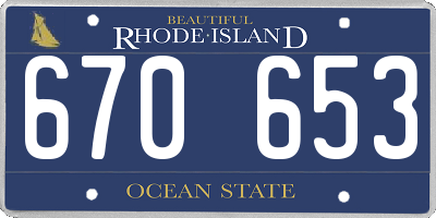 RI license plate 670653