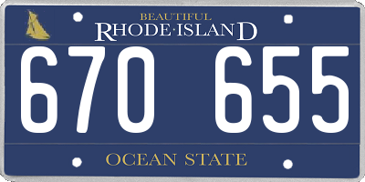 RI license plate 670655