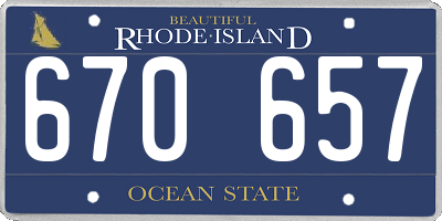 RI license plate 670657