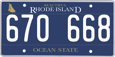 RI license plate 670668