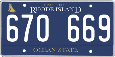 RI license plate 670669