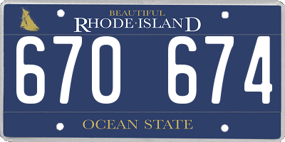 RI license plate 670674