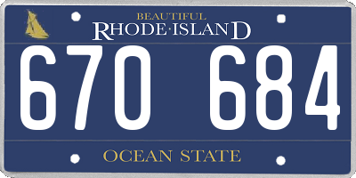 RI license plate 670684