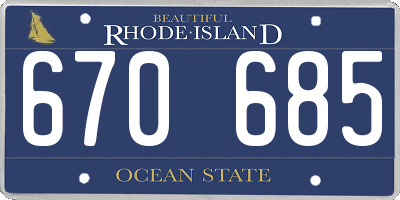 RI license plate 670685