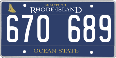 RI license plate 670689