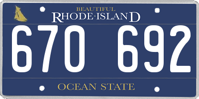 RI license plate 670692