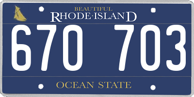 RI license plate 670703