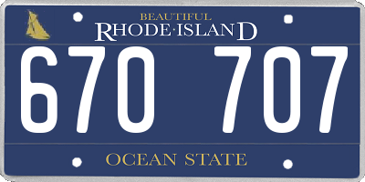 RI license plate 670707