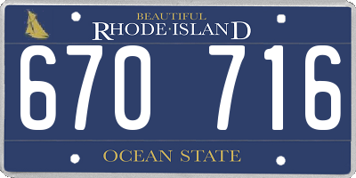 RI license plate 670716