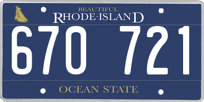 RI license plate 670721