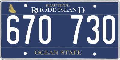 RI license plate 670730