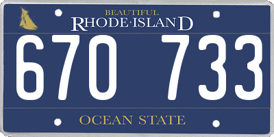 RI license plate 670733