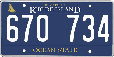RI license plate 670734