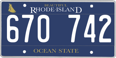 RI license plate 670742