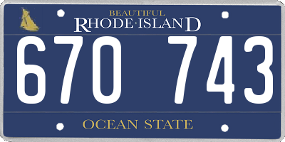 RI license plate 670743