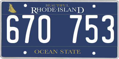 RI license plate 670753