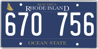 RI license plate 670756