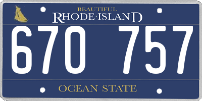 RI license plate 670757
