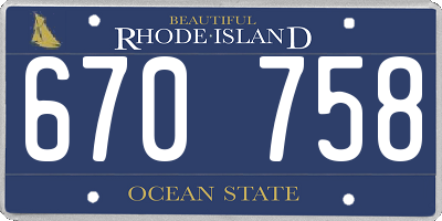 RI license plate 670758