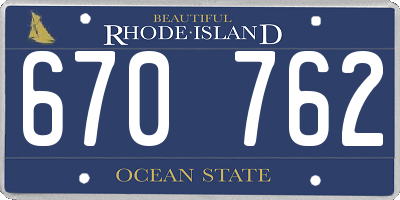 RI license plate 670762