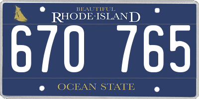 RI license plate 670765