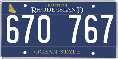 RI license plate 670767