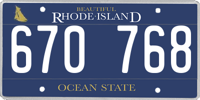 RI license plate 670768