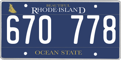 RI license plate 670778