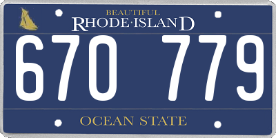 RI license plate 670779