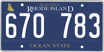 RI license plate 670783