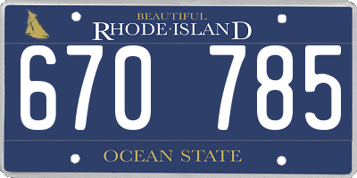 RI license plate 670785
