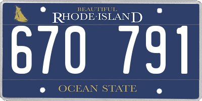 RI license plate 670791
