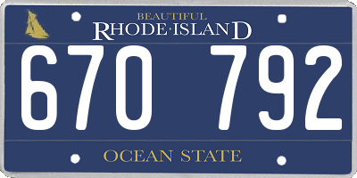 RI license plate 670792