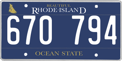 RI license plate 670794