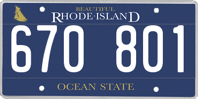 RI license plate 670801