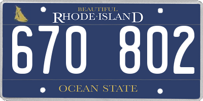 RI license plate 670802