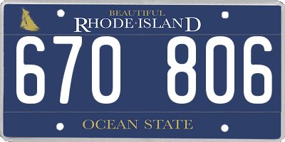 RI license plate 670806