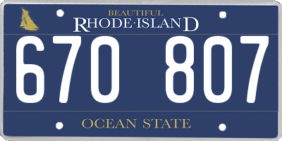 RI license plate 670807