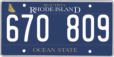 RI license plate 670809