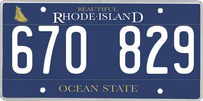 RI license plate 670829