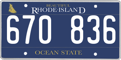 RI license plate 670836