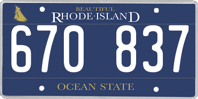 RI license plate 670837