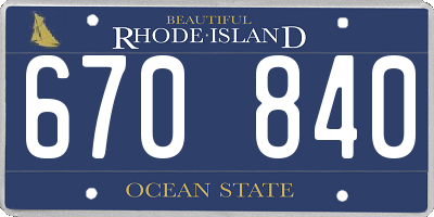 RI license plate 670840