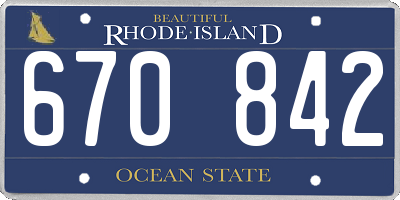 RI license plate 670842