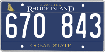 RI license plate 670843