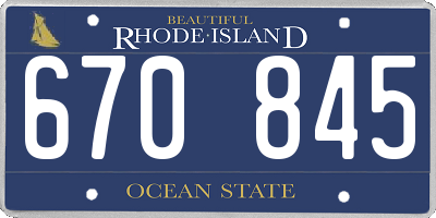 RI license plate 670845