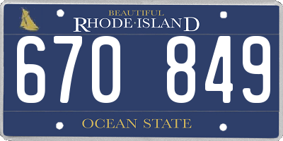RI license plate 670849