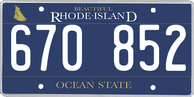 RI license plate 670852